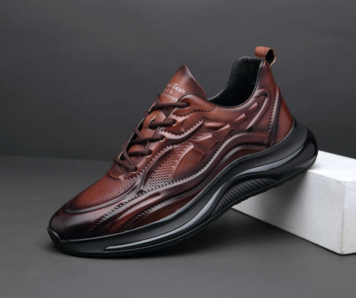 Мъжки обувки 2022, Есенно-зимна Нова Кожена Ежедневни Спортни обувки от волска кожа, Амортизирующая обувки на въздушна възглавница