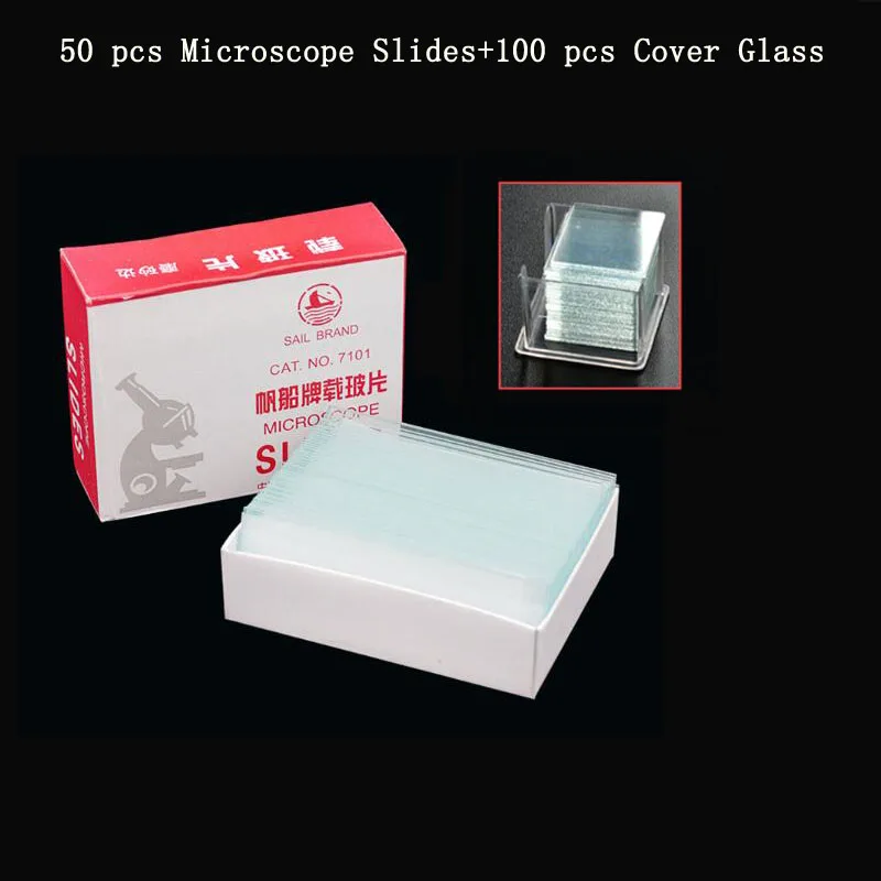 NewScope Предметни стъкла за микроскоп 50 бр. и покровное стъкло 100 бр. за подготовка на образци на Предметни стъкла за микроскоп Стъклени покровные стъкло