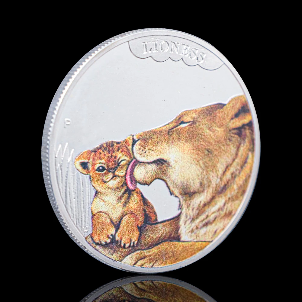 Сребърно покритие Лъв, Лъвица е Майка на Любовта Елизабет II Кралицата на Тувалу Центове Животни Сувенири Монета, Медал Колекционерски Монети